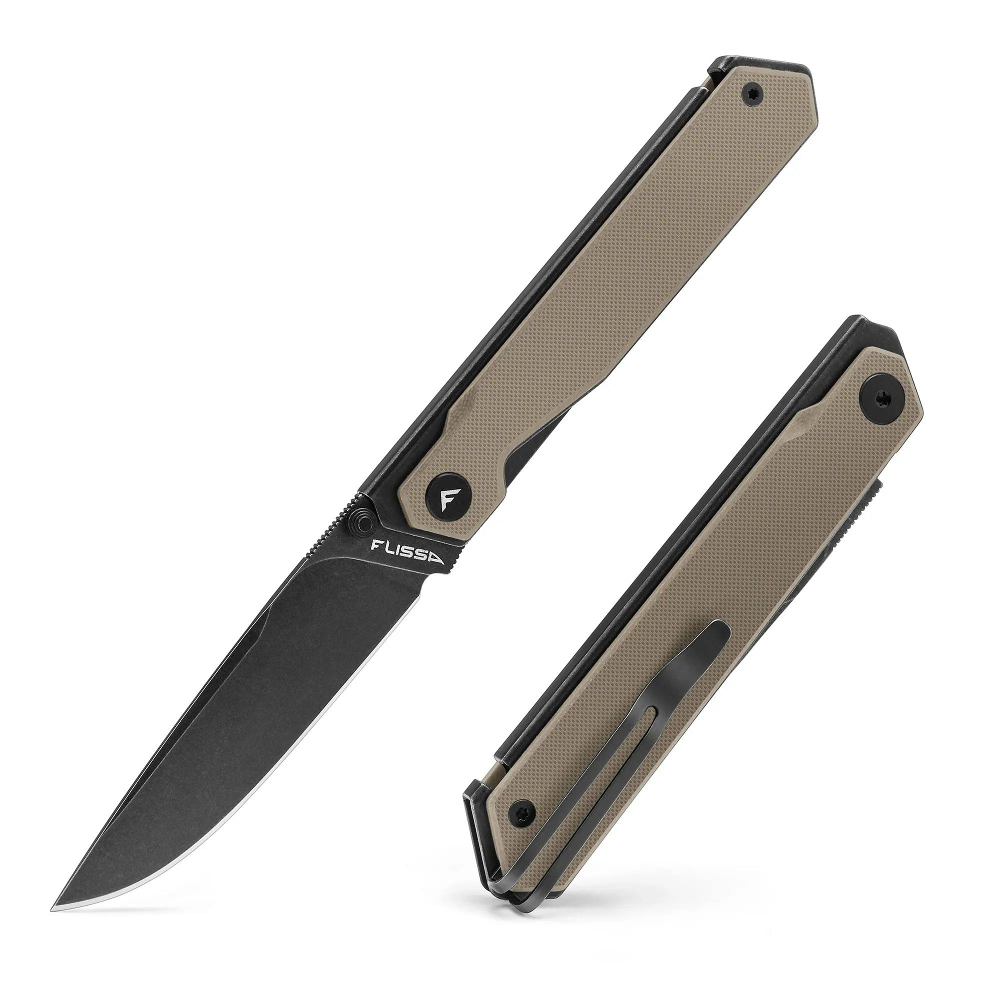 #summersale FLISSA Pocket Knife, Folding Knife with 3.2" 8Cr13MoV Blade, G10 Handle, Removable Pocket Clip, Lightweight for EDC, Camping, Hiking, Daily Use
