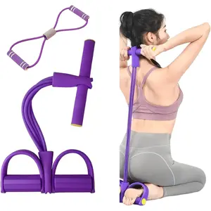 Multi-Function Tension Rope – 6 Tube Resistance Bands with Handles – Sit Up Exercise Equipment Home Gym Tummy Trainer for Men Women