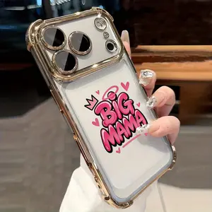 Crown Big Mama Quote Phone Case for iPhone 17 Air 16 15 14 13 12 11 Pro Max Plus Mother's Day Gift Soft Silicone Shockproof 2D Printing Electroplating Safety Cushion