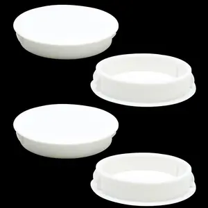 2"(50mm) Plastic Hole Plugs, Flush Type Panel Snap-in Locking Door Screw Shelf Hole Plug, Round Drilling Hole Cover for Cabinet Furniture Cupboard Shelves Insert End Caps, 4PCS White