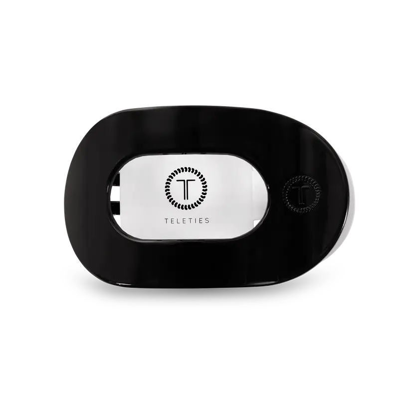 Jet Black Medium Flat Round Hair Clip