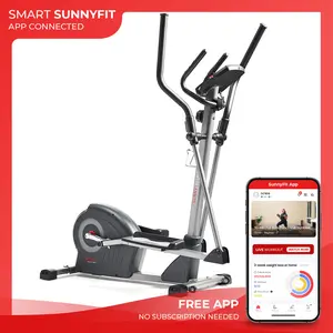 Sunny Health & Fitness Smart Elite Interactive Elliptical, Home Gym Workout Fitness, Full-Body Cardio Cross Training, 12 Adjustable Magnetic Resistance Settings, Built-In Digital Performance Monitor & Pulse Sensors, 13 in Stride, 275 lbs Capacity