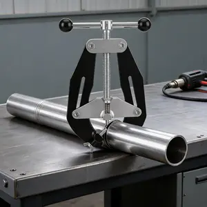 High-strength welding pipe tool, quick pipe clamp – steel pipe alignment tool – T-handle adjustment – lightweight super-strong pipe clamp, suitable for pipelines and industrial applications, black