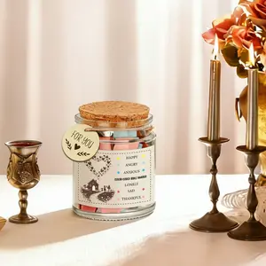 1Set Love Home Themed Emotional Bible Prayer Jar, Complete Set with Glass Cork Jar & Color Coded Bible Verse Strips, Religious Faith Gift Set for Housewarming, Family, Baptism, Confirmation, Spiritual Keepsake Decor Storage Jar