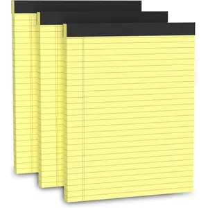8.5 x 11 Legal Pads, 3 Pack Yellow Wide Ruled Notepads - Perforated Lined Writing Pads, 30 Sheets Per Notepad For Daily Writing & Note Taking