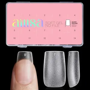 AILLSA Short Square Nail Tips 450PCS Soft gel Full Cover Nail Tips Matte Acrylic Upgraded No Need Files Press on Fake Nail Tips for False Nail Tips Extension Home DIY Nail Salon 15 Sizes