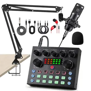 V8S Podcast Equipment Bundle, wireless Live Sound Card and BM800 Microphone Sound Mixer Bluetooth connection Audio Interface For Smartphone computer,Recording, Broadcasting, Live Streaming, YouTube,TikTok studio package