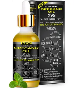 Superior Oregano Oil X95 - Wild Mediterranean Oil of Oregano Supplement | 1,000 Servings | Contains Carvacrol | Non-GMO & Gluten Free | Liquid Form | Vegetarian & Vegan Aceite de Oregano