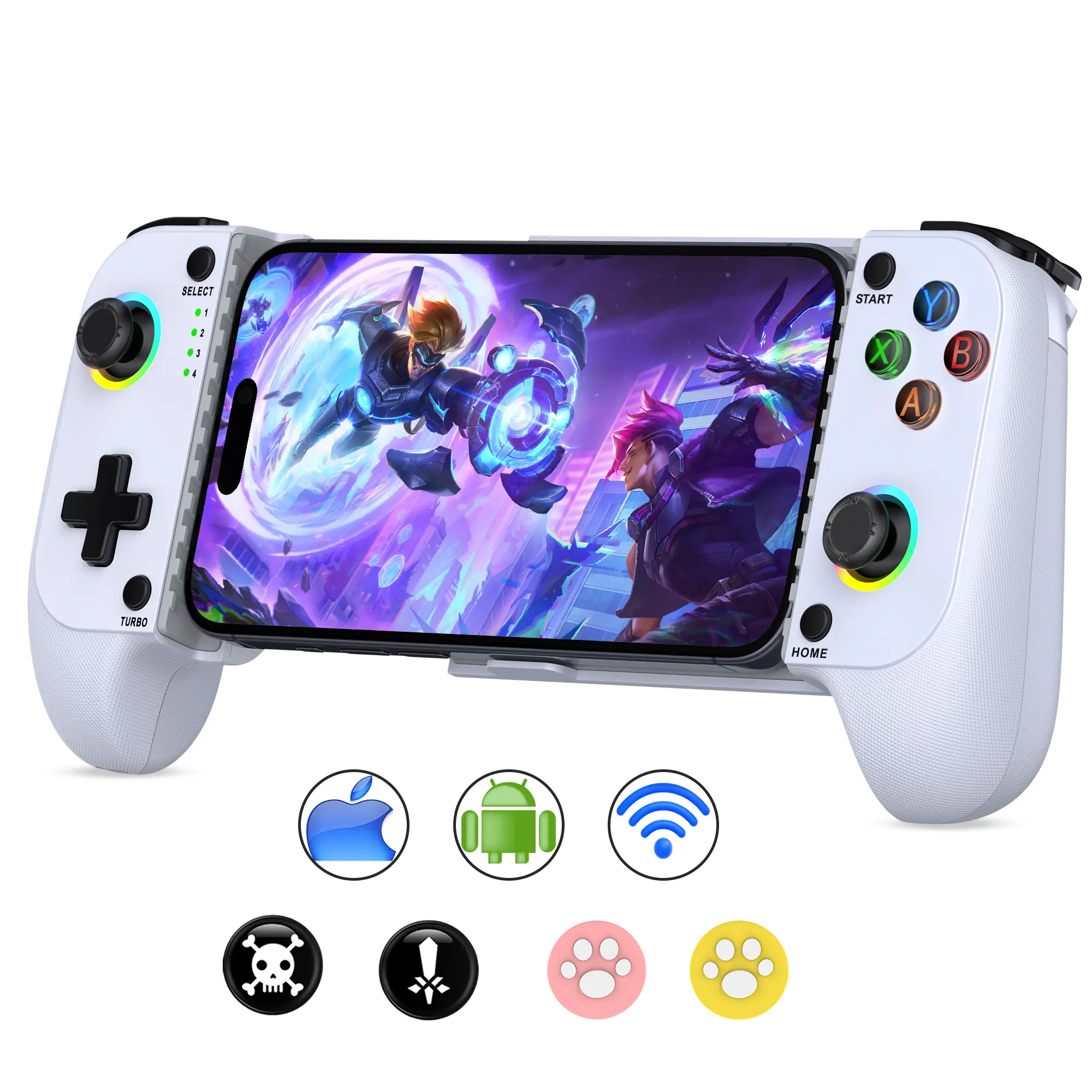 Wireless RGB Hall Effect Smartphone Gamepad Controller - Rechargeable Custom Handle, Gaming Accessories for Xbox, Cloud Gaming, Android, iOS