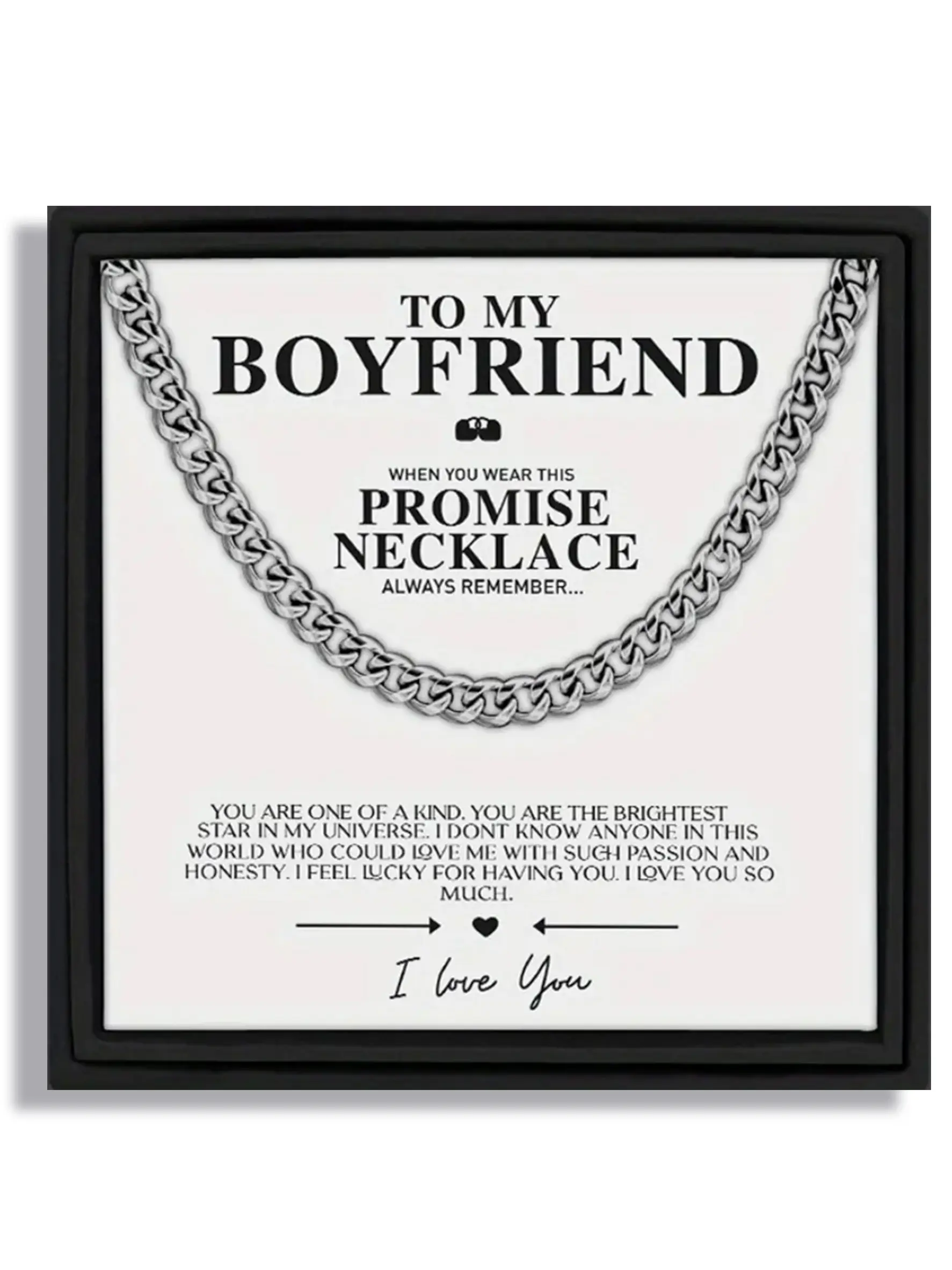 To My Boyfriend Hip-Hop Streetwear Statement Jewelry Unique Chain Style Cuban Link Design Chain Stainless Steel Promise | With Message Card & Gift Box | Perfect Valentine's Day/Christmas/Birthday/Party/Anniversary Gift | Jewelry Gifts Cuban Necklace