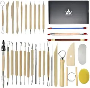 Pottery Sculpting Tools Set – 32PCS Ceramic & Polymer Clay Carving Tools | Dotting, Modeling, Shaping & Trimming Kit for Crafts, Hobbyists & Artists