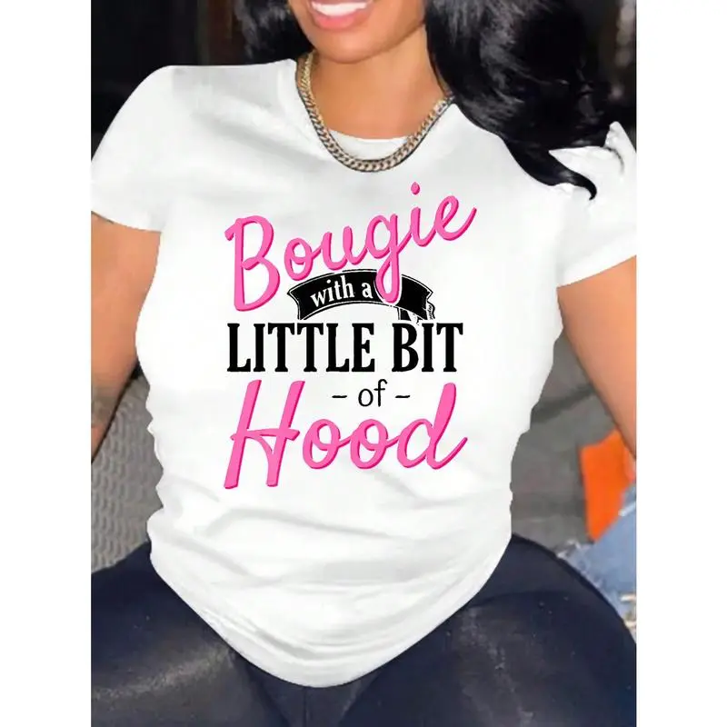 Basic Graphic Print T-Shirt for Women, Edgy Streetwear Round Neck Top in Soft, Breathable Fabric with a Comfortable Loose Fit, Tshirt, Lady, Sweaters