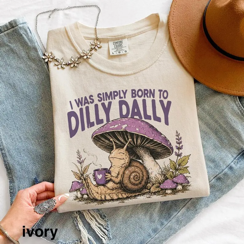 Comfort Colors Vintage Funny Snail Graphic Tee, Mushroom Cottagecore Shirt, Whimsical Forest Retro Top, Nature Gift Tee