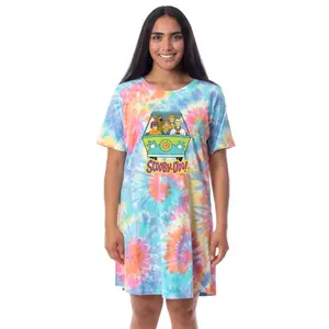 Scooby-Doo Womens' The Gang Mystery Machine Shaggy Velma Daphne Fred Scooby Nightgown Sleep Pajama Shirt