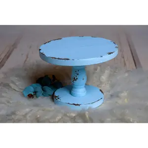Rustic Cake Stand - 7in Tall - Blue