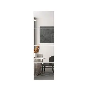 Glass Full Length Wall Mirror Tiles, 14'' x 12'' 4PCS, Frameless Body Tiles for Bedroom, Mounted Home Gym, Door (Glass - 0.1'' 4PCS)