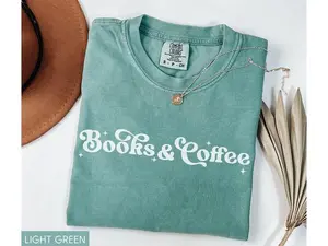 Comfort Colors Retro Book TShirt, Books and Coffee Book Lover T-Shirt, Bookish Tee, Bookworm TShirt, Reading Tshirt, Bookish Gift, Library TShirt