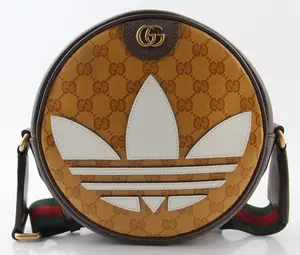 Pre-owned GUCCI Coated canvas Shoulder Bags x Adidas Crystal Monogram Ophidia Round Shoulder Bag