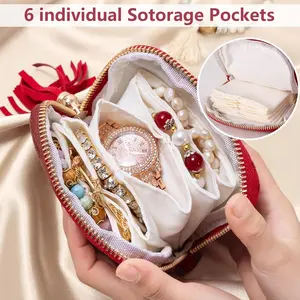Women's Modern Rectangle Small Travel Jewelry Pouch - 6-Layer Velvet Roll Organizer with Tassel Zipper, Anti-Tangle Storage for Rings, Earrings, Bracelets, Necklaces, Ideal for Travel, Gifting fashion classic