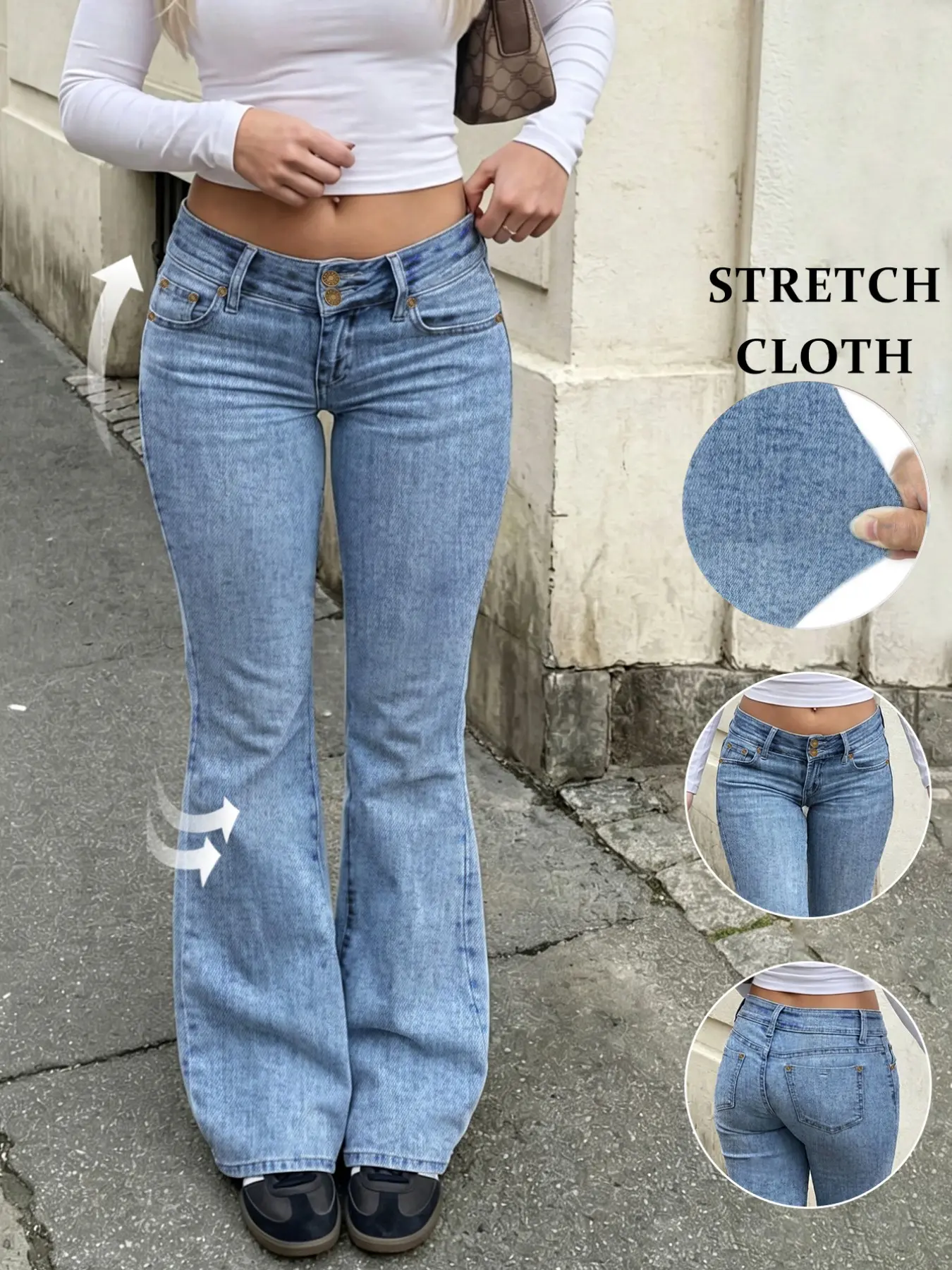 Women's Bell Bottom Jeans, Casual Fashion Denim, Comfortable Fashion Denim Jeans, Perfect for Daily Wear, Trendy Bell Leg Design, Durable Material