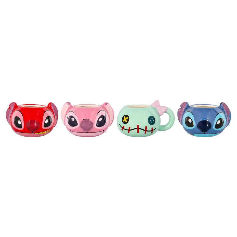 Disney Lilo & Stitch Characters 2-Ounce Sculpted Ceramic Mini Mugs | Set of 4