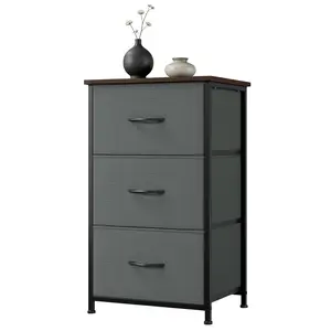 Garvee 3-Drawer Slim Storage Chest with Removable Fabric Bins – Modern, Space-Saving, and Versatile Storage Solution for Bedroom, Hallway, Living Room – Easy Assembly – Available in Various Colors and Wood Finishes