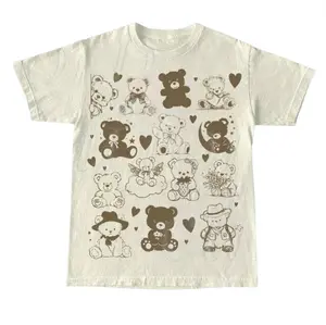Teddy Bear Collage Tattoo Vintage Graphic Tshirt, Retro Bears With Hearts Shirt, Bears With Wings, Funny Gag , Cute Sleeping Bear Tee Menswear Top