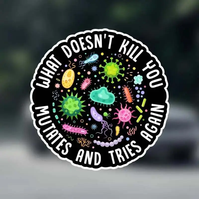 Microbiologist Themed Car Sticker, Round Car Decal, Multipurpose Exterior Decoration Accessories for Car, Laptop, Refrigerator, Luggage, Plastic Surfa