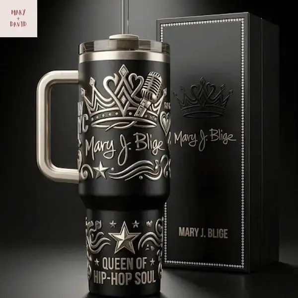 Queen of Hip Hop Soul 20oz 30oz 40oz Tumbler with Handle & Straw Lid, Insulated Stainless Steel Travel Cup, R&B Music Inspired Drinkware, Music Fan Gift for Men Women, Reusable Travel Mug