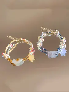 2 Pcs Cute, Unique, Exquisite and Gorgeous Bohemian-style Cat Pendant Star Bracelets. Ideal for Daily Use, for Vacations, for Music Festivals, As A Birthday Gift, or As A Gift for Your Best Friend.
