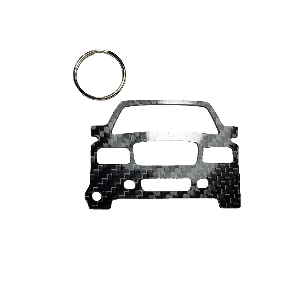 Carbon Fiber keychain for Mercedes Benz 190E (1990-1991) Cosworth Evolution II Inspired Keychain Lanyard  front view Glossy Twill
