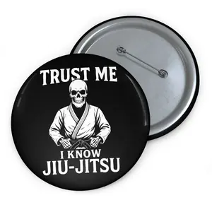 Custom Jiu-Jitsu Pin Buttons, Fun Fitness Accessories, Martial Arts Gift, Unique Gym Badges, Cool Skulls