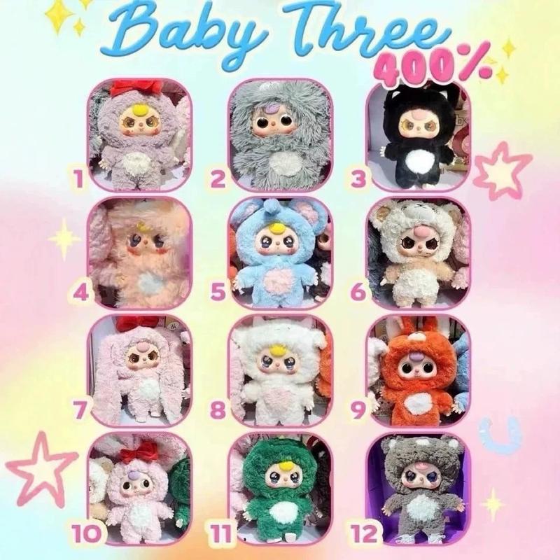 Baby Three 400% Scale V1 Baby Blind Box | 12+1+2 Hidden Styles | Ultra-Soft Cuddly Heart-Themed | Collector's Gift for Adults & Kids (Display/Play)