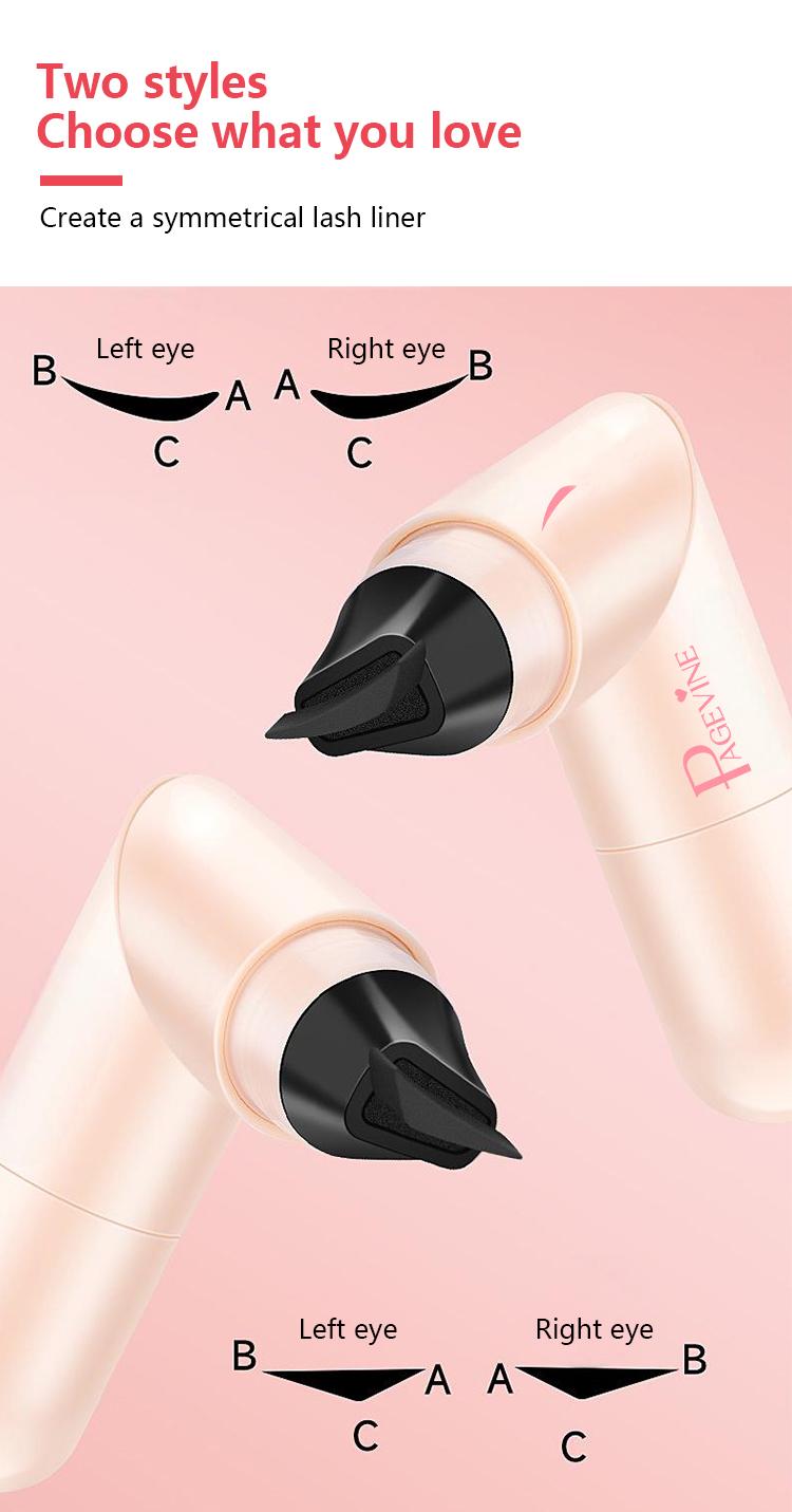 PAGE VINE One-Step Eyeliner Stamp Pen for Beginners Waterproof Smudge-Proof Winged Liner Stamp Quick Makeup Tool with 2 Shades Natural Black & Honey Tea Brown