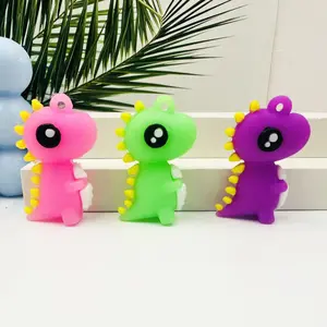 Cartoon Mini Trumpet Dinosaur Keychain Pendant PVC Soft Rubber Figurine Keychain Children's Event Small Gift Wholesale