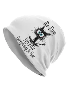 Cartoon Cat Pattern Beanie Hat, Casual Bonnet Hat for Men & Women, Fashion Accessories for Daily Wear
