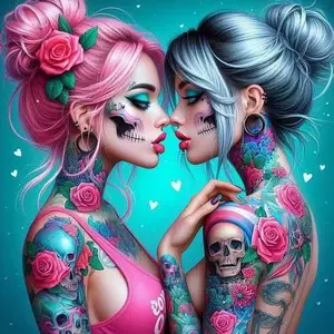 5D DIY Full Drill Round Diamond Painting - Diamond Art Painting Kit Pink Rose Tattoo Mosaic, Canvas - DIY Decorative Painting, Home Wall Decor, Perfect for Halloween, Christmas, Independence Day, Birthdays, and Anniversary Gifts