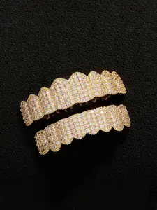 Full Zircon hip-hop braces set, cool, unique and exaggerated accessories, the most suitable teeth accessories for Rap to show off one's temperament, Tooth Gems