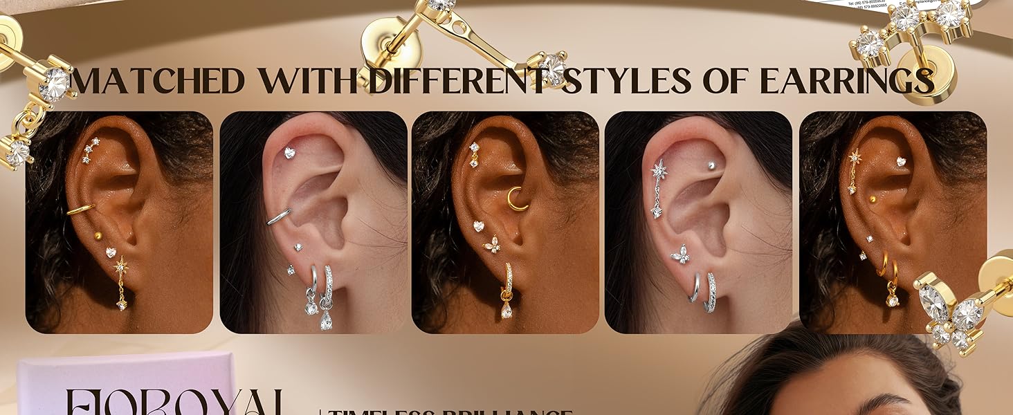LOLIAS Flat Back Earrings for Women-Hypoallergenic 316L Surgical Steel Earrings Stacks Set-14K Gold Plated Small Stud & Hoop Earrings Cartilage Tragus Helix Piercing Jewellery LOLIAS Flat Back Earrings for Women-Hypoallergenic 316L Surgical Steel Earrings Stacks Set-14K Gold Plated Small Stud & Hoop Earrings Cartilage Tragus Helix Piercing Jewellery