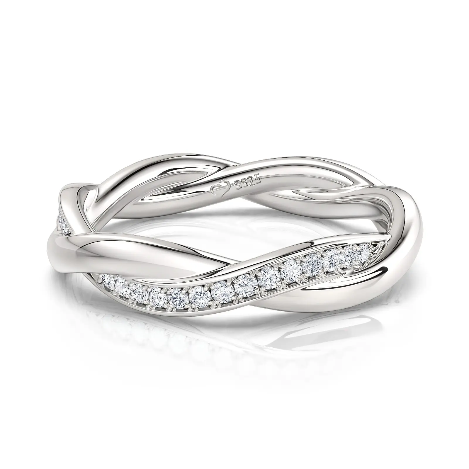 Jeulia Wedding Bands Set, Classic 925 Sterling Silver Crossover Bridal Rings for His and Hers, White Gold-Tone Engraved Jewelry Set, Elegant Fashion Rings