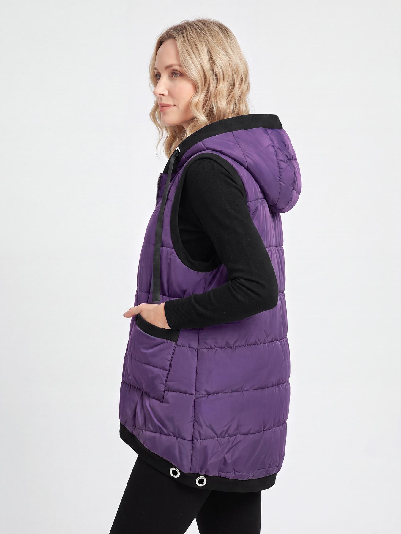 Aswulk Women Hooded Quilted Padded Vest, Thick Zip Up Sleeveless Jacket With Big Pockets, Front Short Back Long Casual Layering Gilet