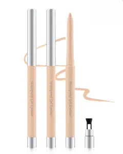 Nude Waterline Eyeliner Pencil, Cream Gel Eyeliner Waterline Waterproof Smudge-Proof Long-Wearing, Intense Color, Retractable Eye Liner Brightener Pen with Sharpener, Smooth Eye Makeup for women-2Pcs