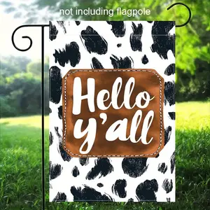 Durable Polyester Outdoor Decor Flag, Cow Pattern Banner, Easy Hanging for Farmhouse, Patio, Birthday Party