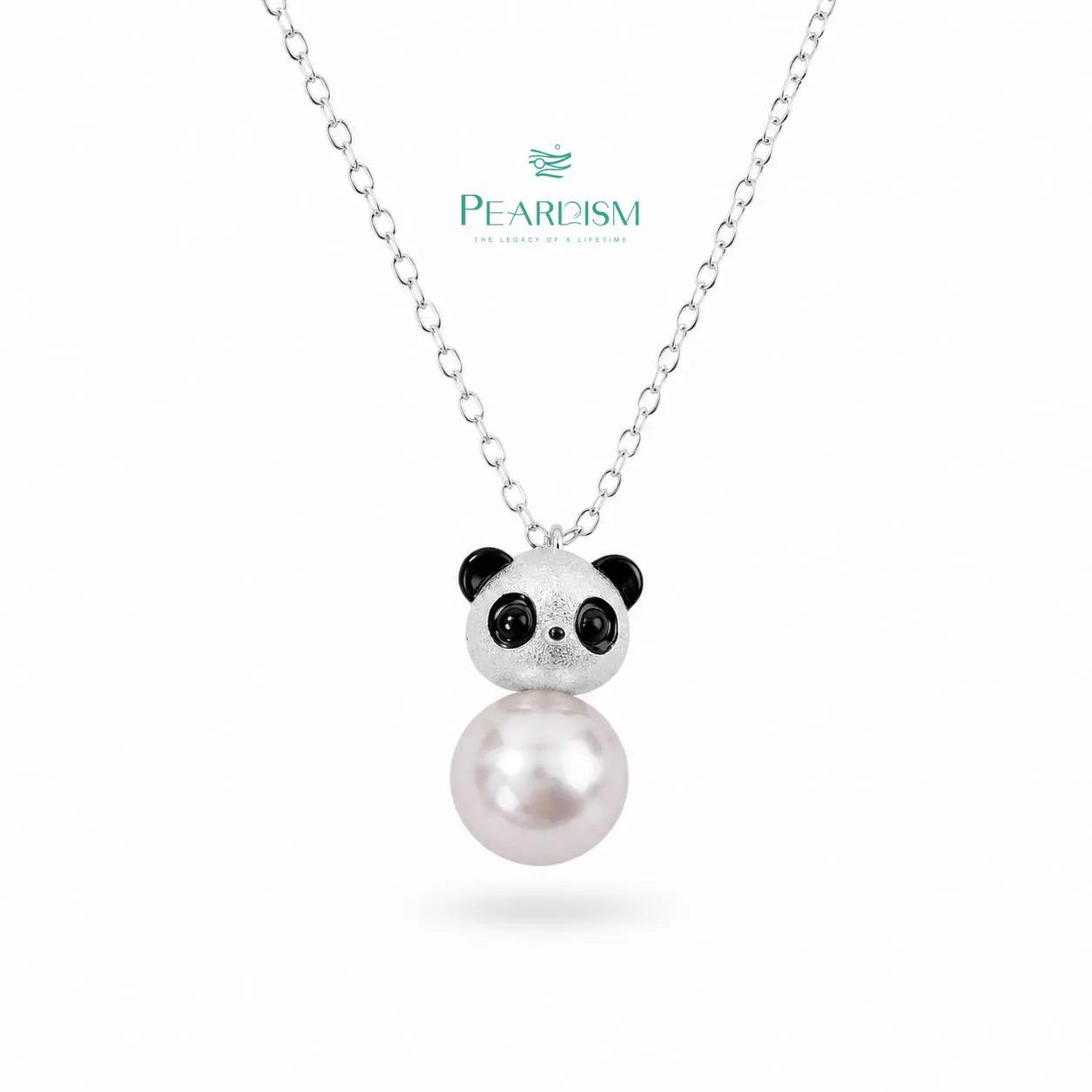 PEARLISM S925 Silver Panda Pendant Necklace | 9-10mm Freshwater Edison Pearl, Bonus Silver Chain Included-OFEP004