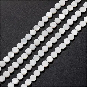 140 count  Mother of  Beads 8mm Round Shell Beads for  Necklace Bracelet Earrings Making(DIY-1010-Round/WhiteM)