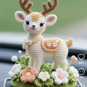 Beginner Crochet Kit - Adorable Deer Amigurumi DIY Material Pack, Handmade Crochet Deer for Car Interior Decoration, Craft Kit with Video Guide
