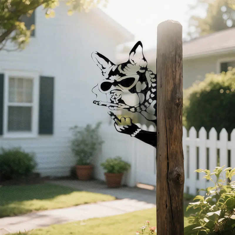 Peek a Boo Off Metal Sign - Animal Wall Art Ornament Pug Peeping Around Signs,Finger Peeping Around Signs Outdoor Home Decoration Hbg Signage Plaque Gift Rustic Design