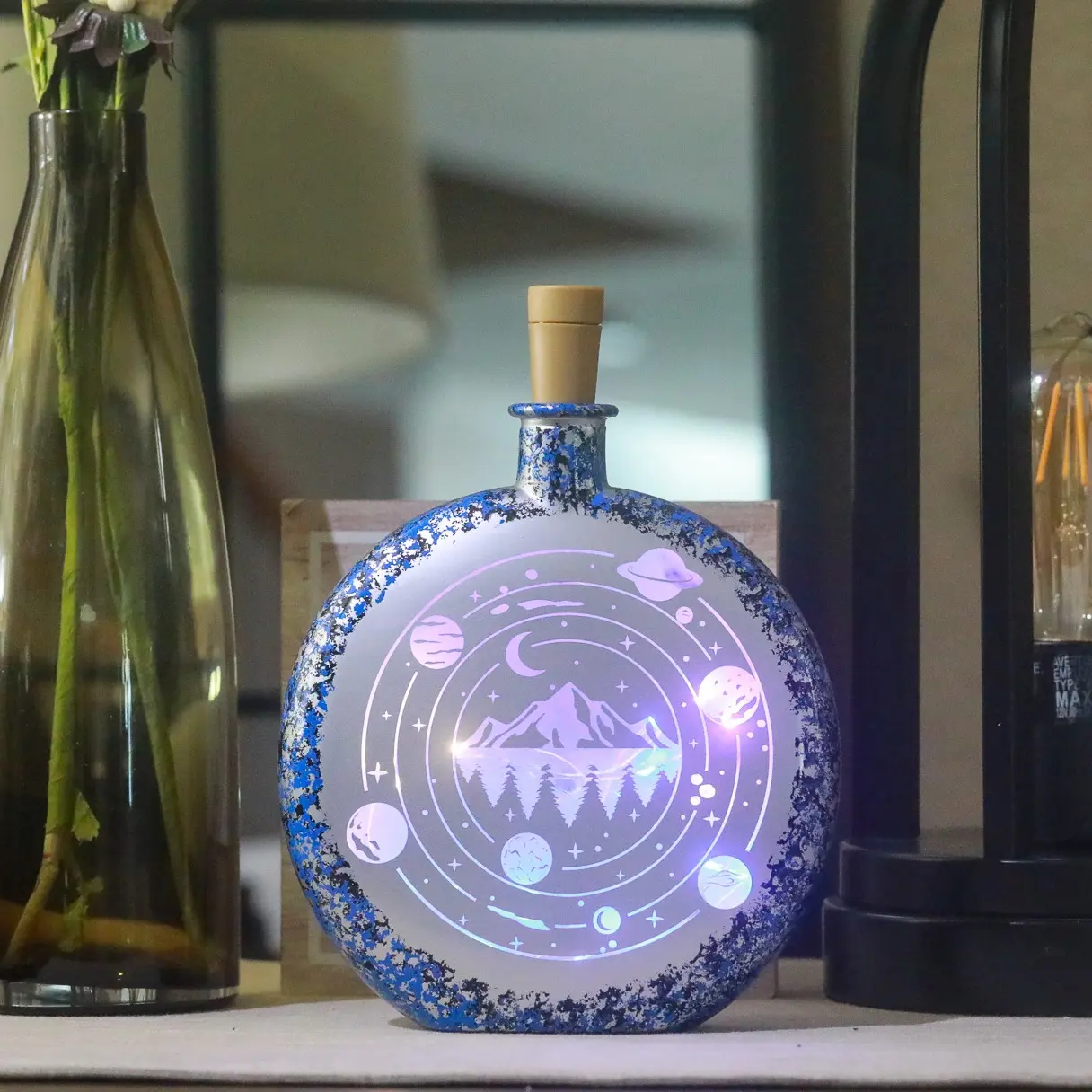 Space Mountain Galaxy Bottle Lamp