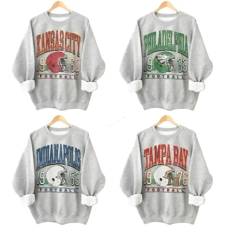 Vintage 90s All Teams Football Sweatshirt, Ash Grey Color, Retro Game Day Crewneck, Unisex Soft Cotton Pullover, Hometown Sport Graphic for Fans, Classic Menswear Style