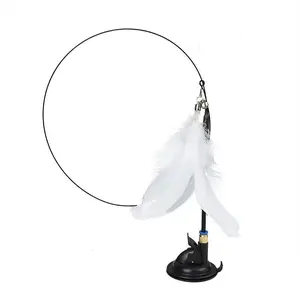 Powerful Suction Cup Cat Teaser Wand - Interactive Feather Toy for Indoor Cats